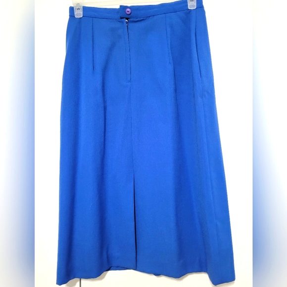 Vintage Royal Blue Midi Pencil Skirt - Made in Canada, 100% Pure Wool - Picture 3 of 9